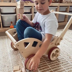 Extra Large Wooden Push Cart With Blocks