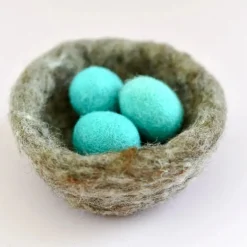 Felt Blue Robin Nest With Eggs