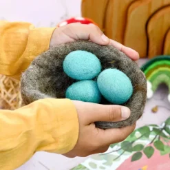 Felt Blue Robin Nest With Eggs