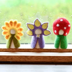 Floral Peg Doll Set - Sunflower, Iris, Toadstool