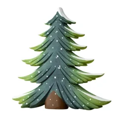 Large Wooden Fir Tree - Snowy