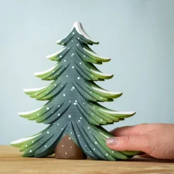 Large Wooden Fir Tree - Snowy
