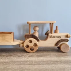 Large Wooden Tractor With Trailer