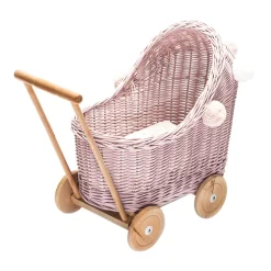 Wicker Dolls Pram - Dusty Pink