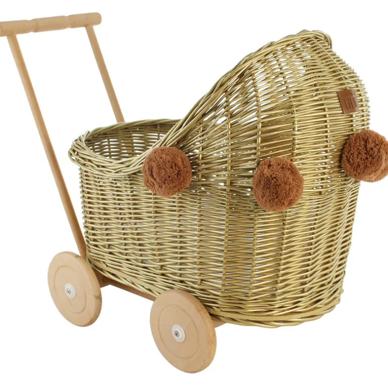 Wicker Dolls Pram - Gold