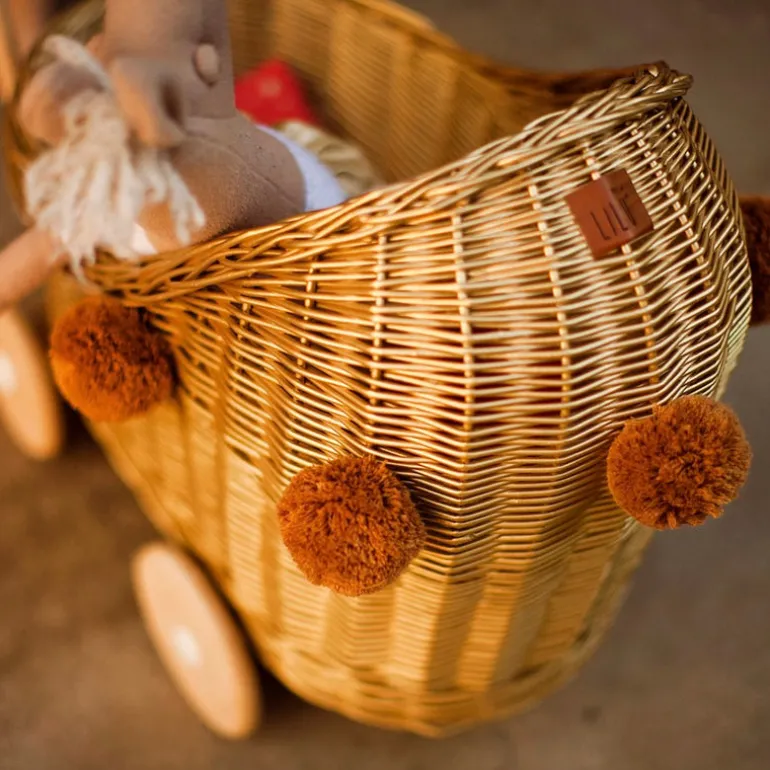 Wicker Dolls Pram - Gold