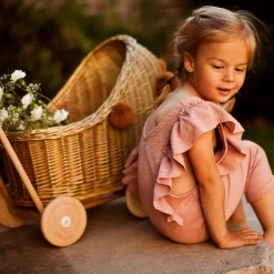 Wicker Dolls Pram - Gold
