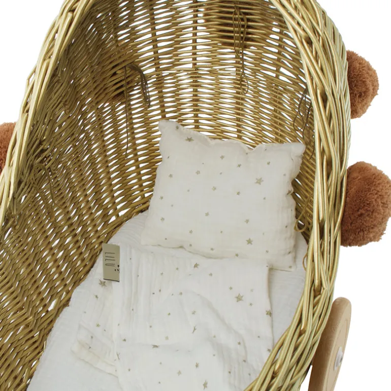 Wicker Dolls Pram - Gold