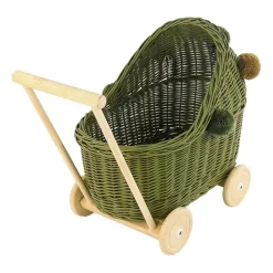 Wicker Dolls Pram - Khaki