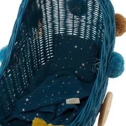 Wicker Dolls Pram - Turquoise