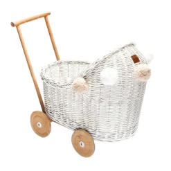 Wicker Dolls Pram - White