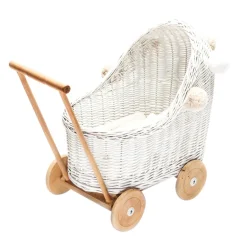 Wicker Dolls Pram - White