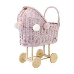Wicker Dolls Pram High - Dusty Pink