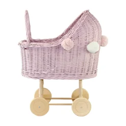 Wicker Dolls Pram High - Dusty Pink