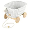 Wicker Pull Cart - White