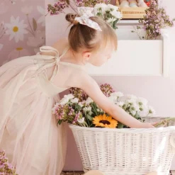 Wicker Pull Cart - White