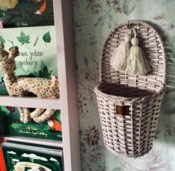 Wicker Wall Basket - Dusty Pink