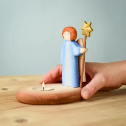 Wooden Angel With Candle Holder