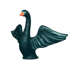 Wooden Black Swan - Flying