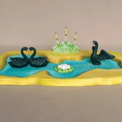 Wooden Black Swan - Swimming