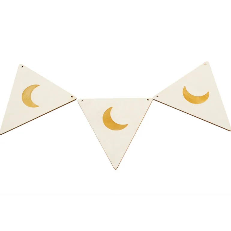 Wooden Bunting Flags - Crescent Moon