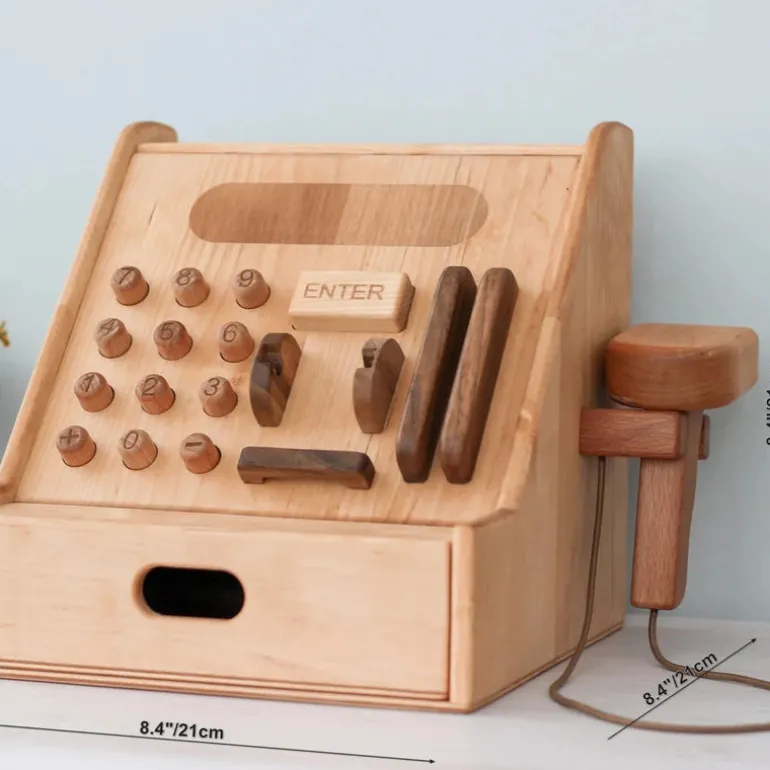 Wooden Cash Register Set