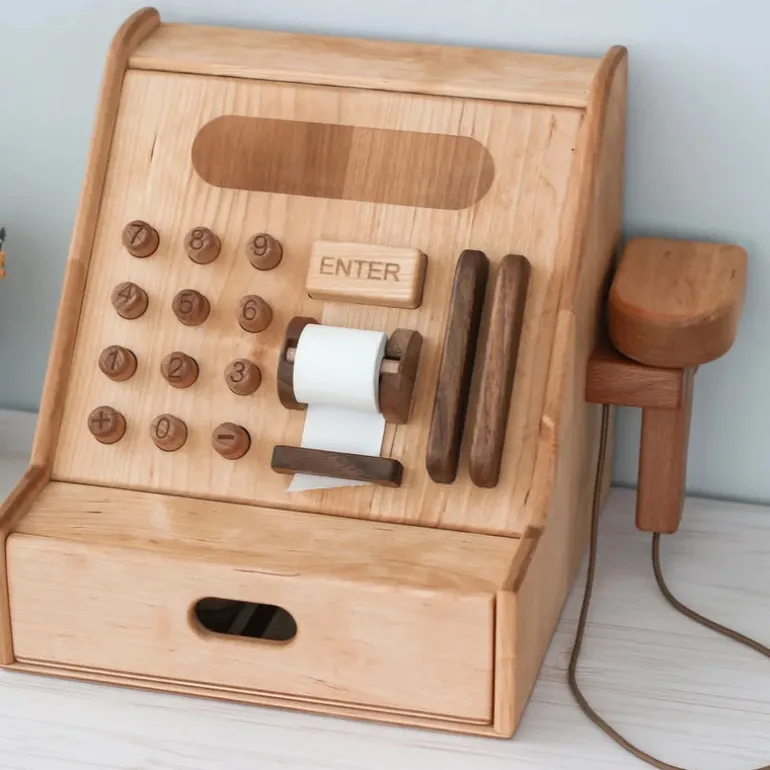Wooden Cash Register Set