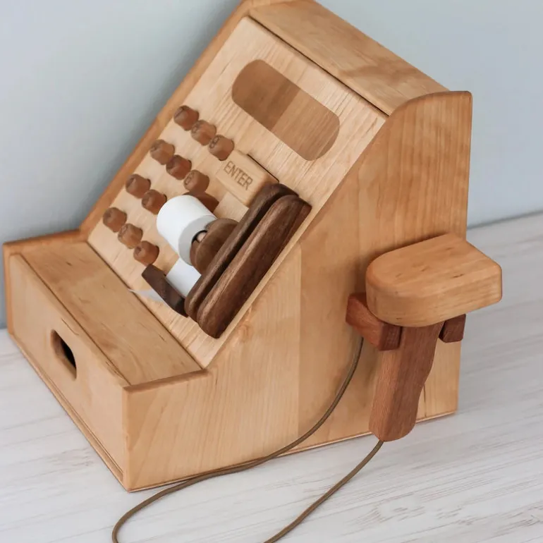 Wooden Cash Register Set