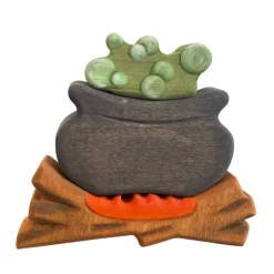 Wooden Cauldron with Fire