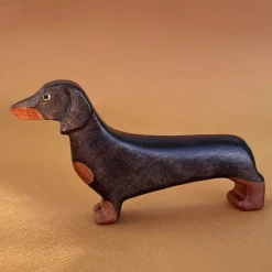 Wooden Dachshund Dog - Black & Tan