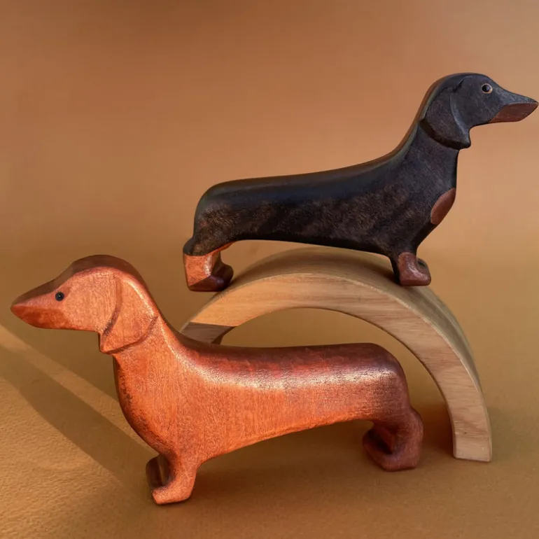 Wooden Dachshund Dog - Black & Tan