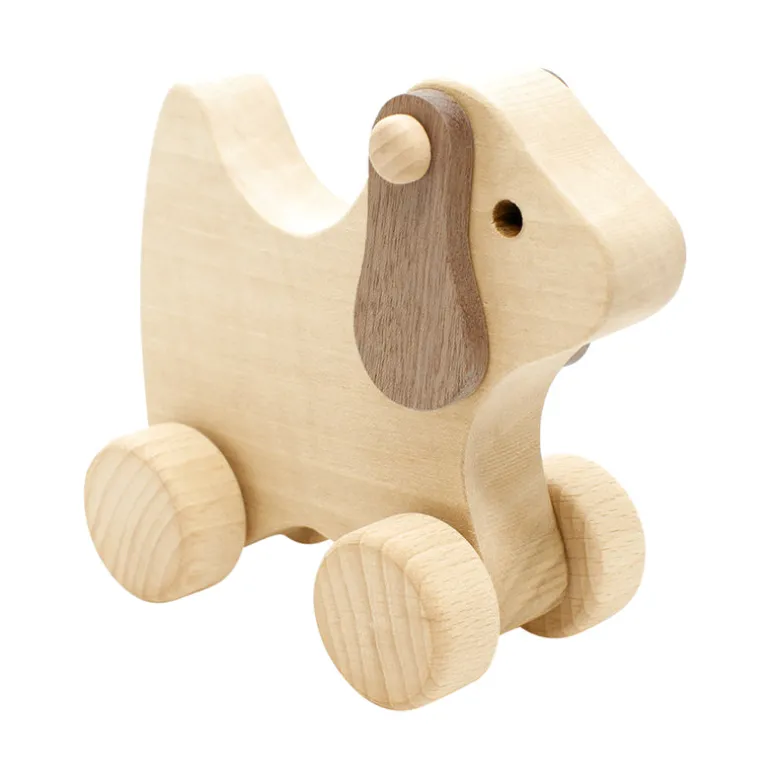 Wooden Dog Push Along - Socks