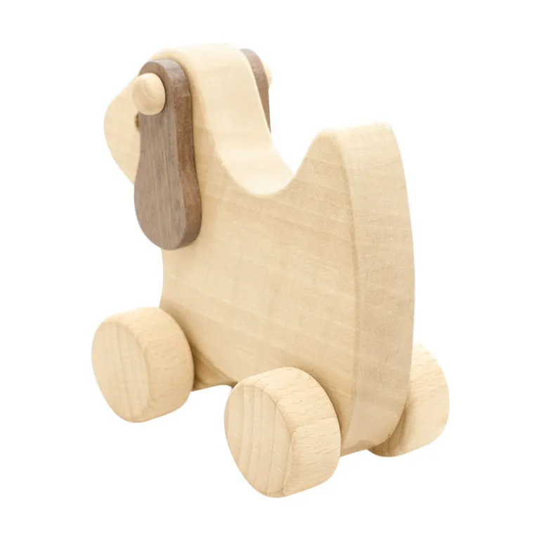 Wooden Dog Push Along - Socks