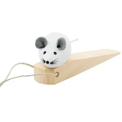 Wooden Door Stopper Mouse - White
