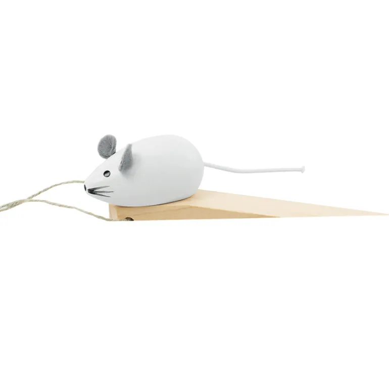 Wooden Door Stopper Mouse - White