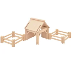 Wooden Farm Shelter with Fencing - Medium Set