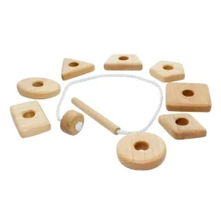 Wooden Lacing Toy With Geometric Shapes