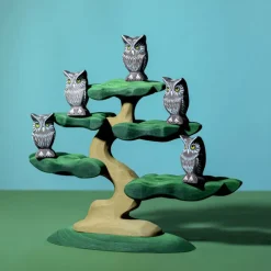 Wooden Owl Figure - Grey