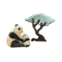 Wooden Panda Mum & Cub