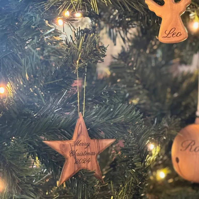 Wooden Personalised Christmas Ornament - Star