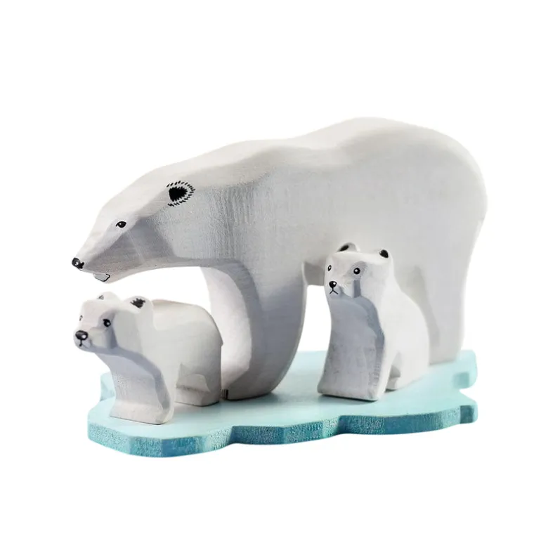 Wooden Polar Bear Set - Mum & Two Cubs