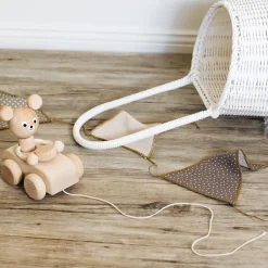 Wooden Pull Along Bear In Car - Teddy