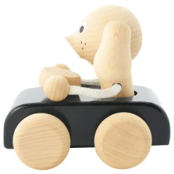 Wooden Pull Along Dog In Car - Jude