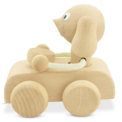 Wooden Pull Along Dog In Car - Cedric