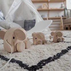 Wooden Pull Along Elephant Family