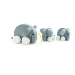 Wooden Pull Along Elephant Family