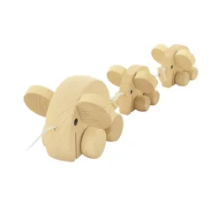Wooden Pull Along Elephant Family
