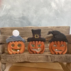Wooden Pumpkin With Hat