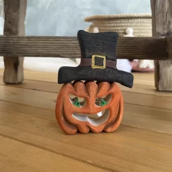 Wooden Pumpkin With Hat