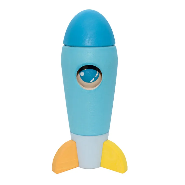 Wooden Rocket With Astronaut - Pastel